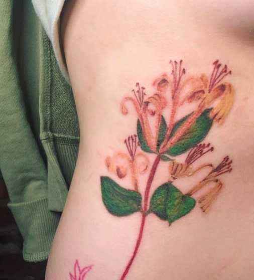15 Best and unforgettable color honeysuckle flower tattoo designs