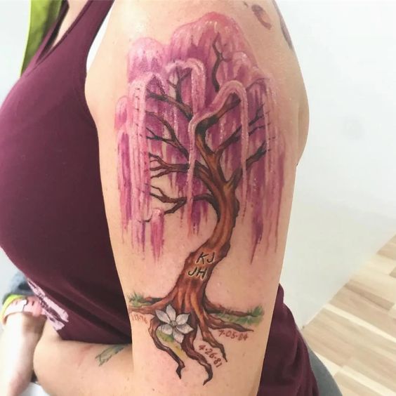 willow tree in Fineline Tattoos  Search in 13M Tattoos Now  Tattoodo