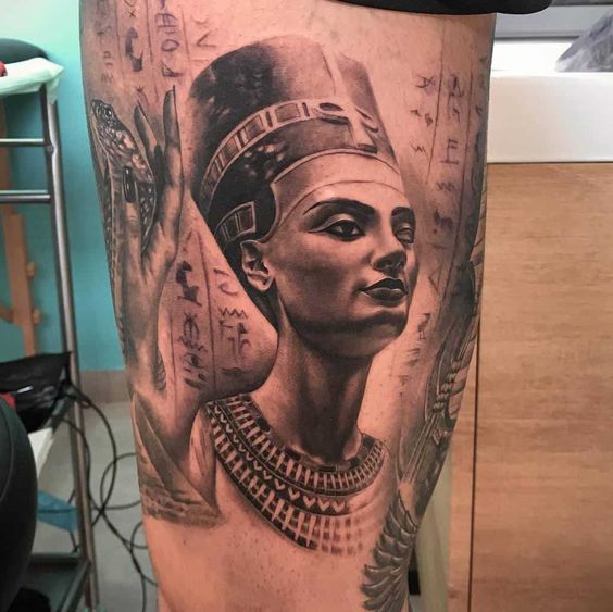 Top 97 Best Nefertiti Tattoo Ideas  2021 Inspiration Guide  Nefertiti  tattoo Egyptian goddess tattoo African tattoo