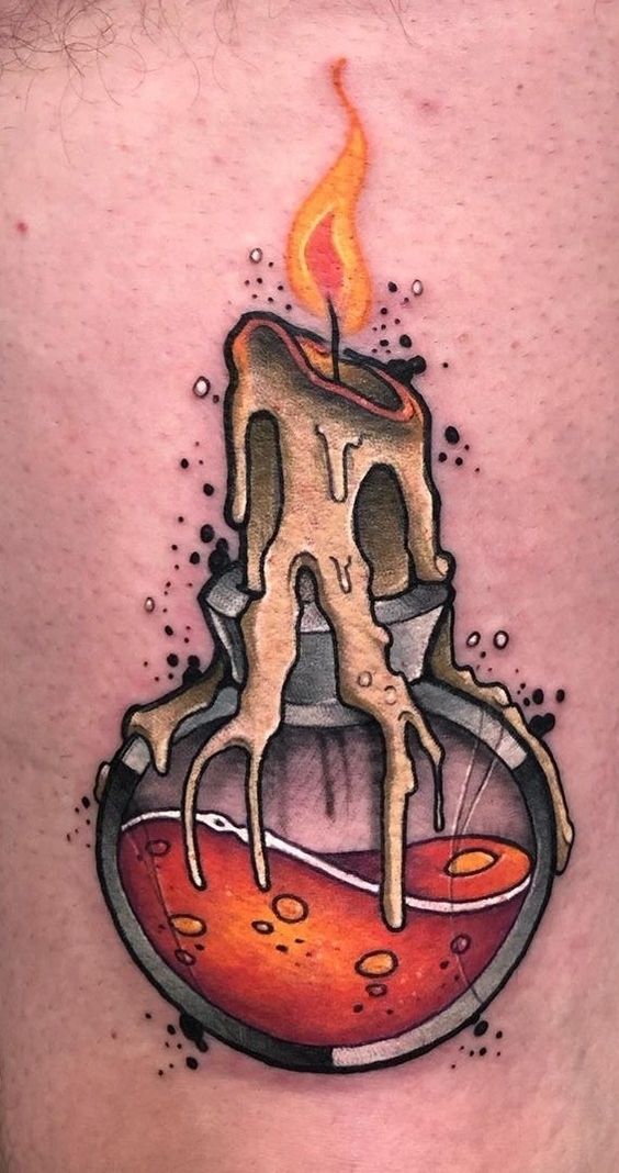 15 Mind blowing burning candle tattoos