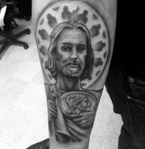 20 Mind blowing San Judas forearm tattoos 17