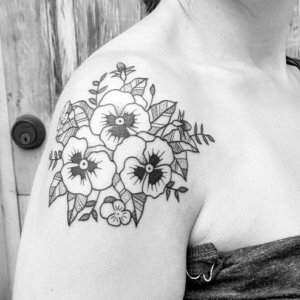 Be irresistible with violet flower tattoo in black and white 2