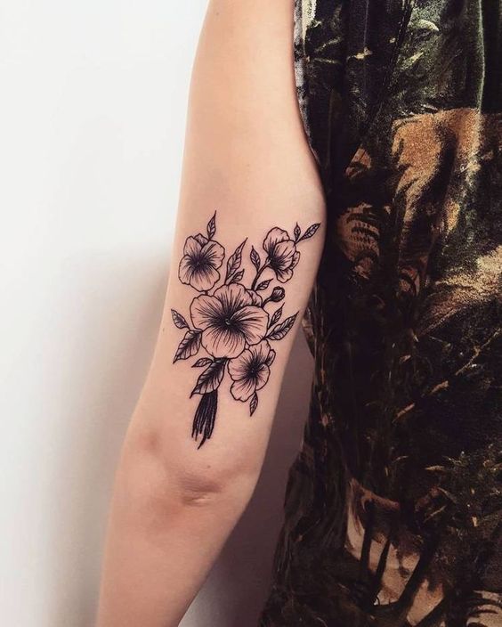 Be irresistible with violet flower tattoo in black and white
