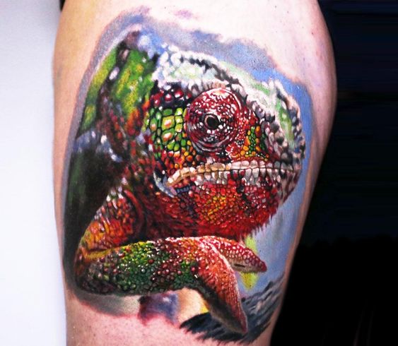Check our suggestions for realistic chameleon tattoos