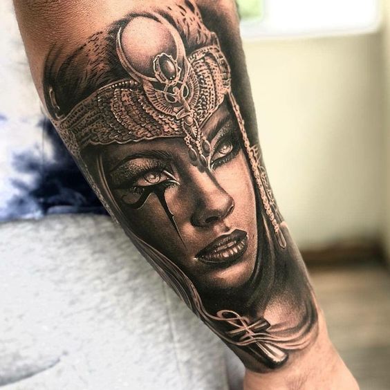 Check these adorable Nefertiti tattoos looking so charming on forearm