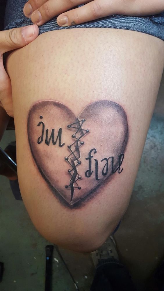 Even Im fine save me tattoo can be fascinating on thigh