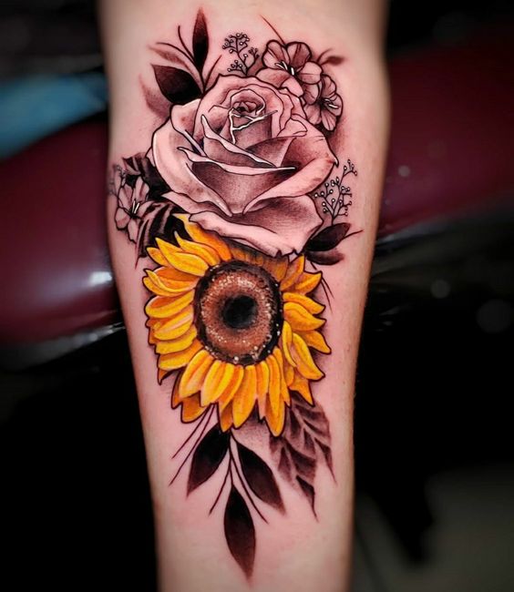 Share 77 sunflower and rose tattoo super hot  thtantai2