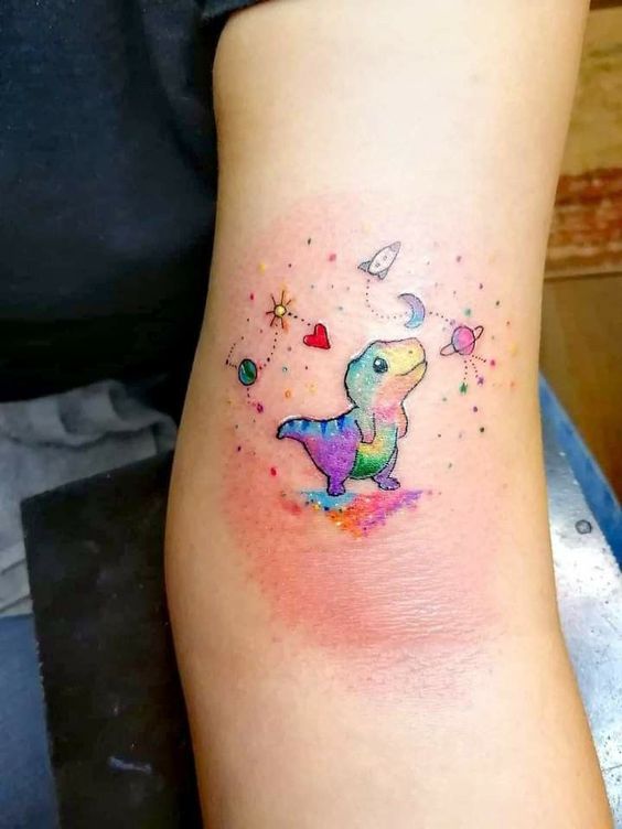 Cute little dinosaur tattoo done with Red Top Tattoo Needles   RedInk  Tattoo Studio 315 West 54th Street New York New York  Instagram