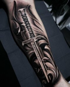 How badass sword forearm tattoo will make you look absolutely impressive 4