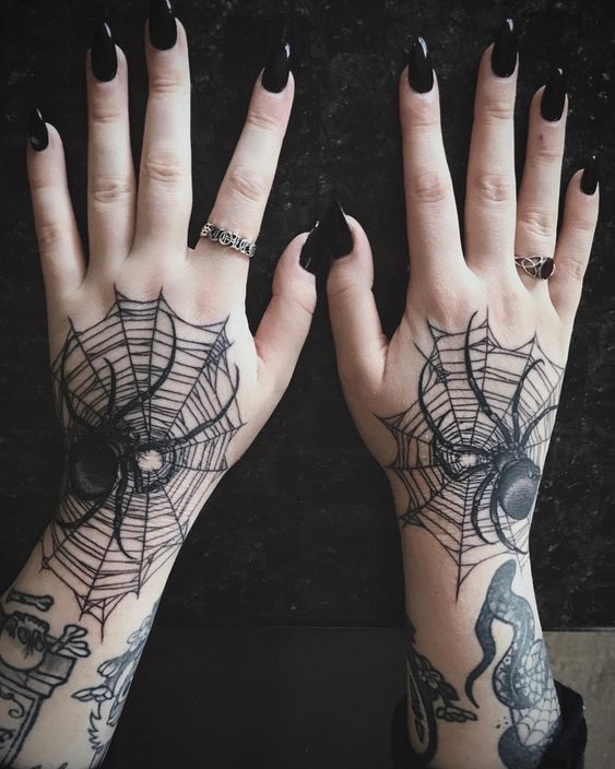 Spider Tattoo On Right Hand