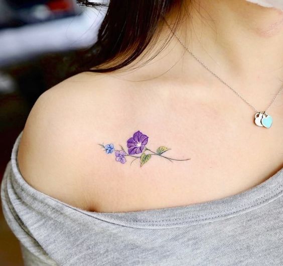 Hannah Matthews on Instagram lily of the valley violet and morning glory  for this lil fam bouquet  floralbouquet floraltattoo  birthflowertattoo