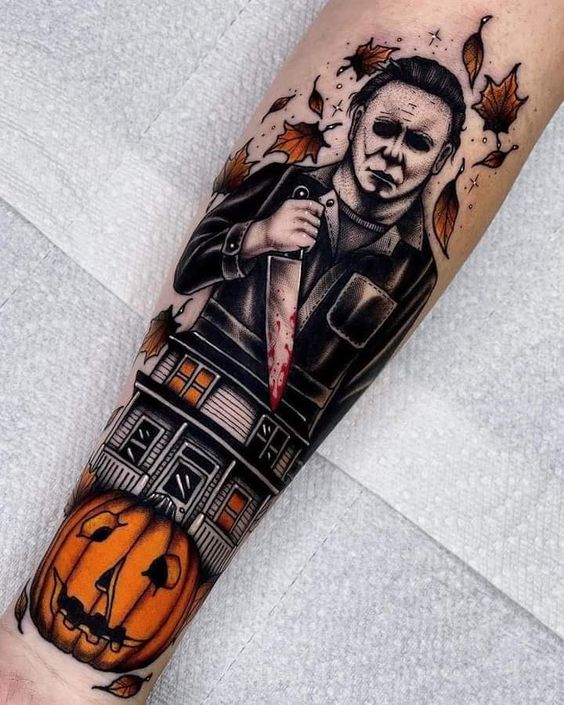 Jacob Karamol on Instagram Michael Myers from today  Whos down to get  some horror tattoos horrortattoo blackandgreytattoo halloweentattoo  tattoos