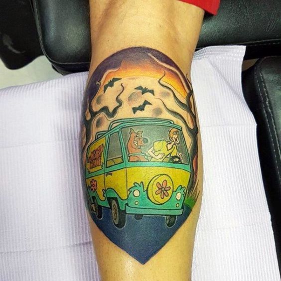 Make your appearance memorable with Scooby Doo calf tattoo