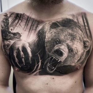 Make your chest astonishing with bear tattoo 3