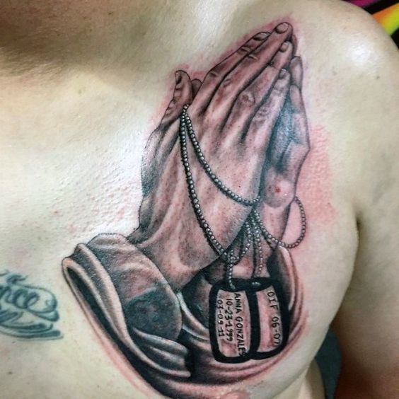 Religious Chest Tattoo  Headless Hands Custom Tattoos