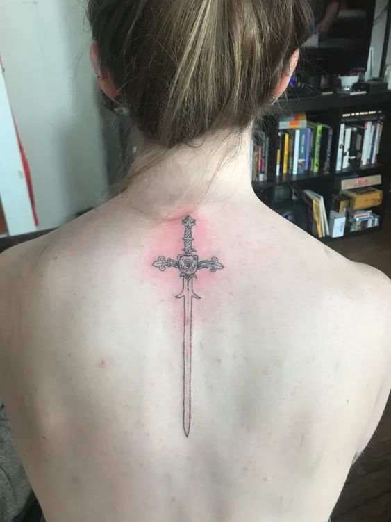 Dragon sword spine tattoo client  Harvest Moon Ink  Facebook