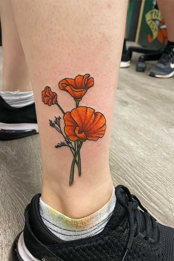 41 California Poppy Tattoo- A Colorful Tribute To The State Flower - Psycho  Tats