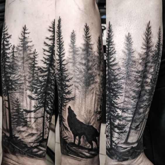15 Outstanding wolf in the forest tattoo can be breathtaking tattoo. See it here