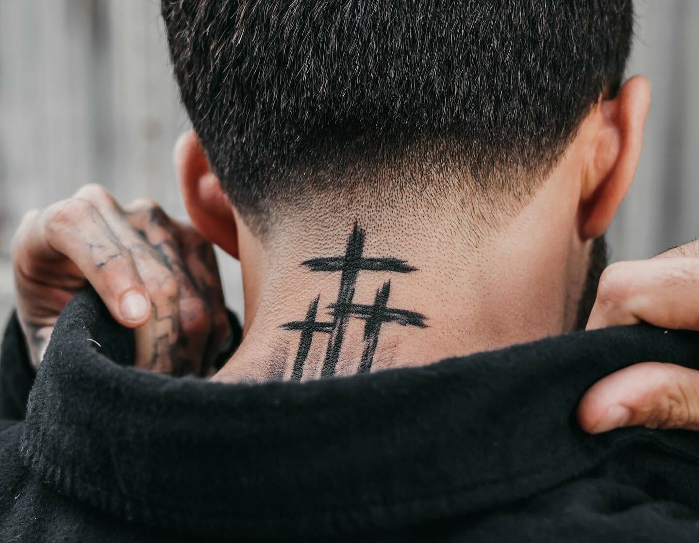 3 Cross Tattoo On Neck Designs - wide 10