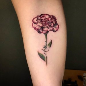 Check stunning beauty of these carnation tattoos on forearm 6