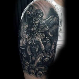 Check these incredible half sleeve St Michael tattoos 5
