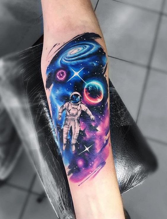 Combination of astronaut and galaxy tattoo suggestions