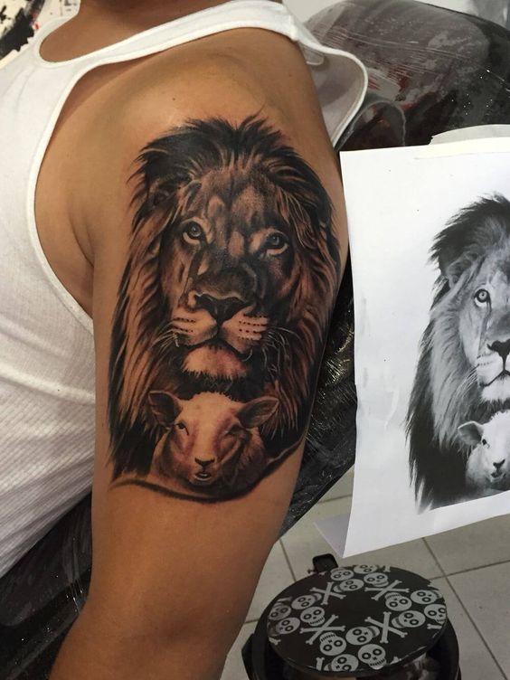 lion and the lamb by Raphael Barros TattooNOW