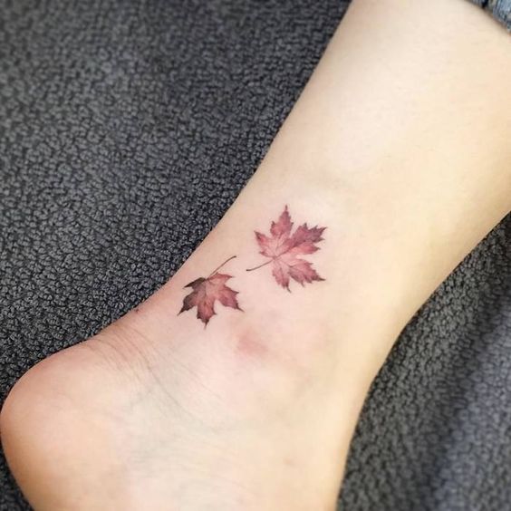Here are gorgeous small leaf tattoos for him and her