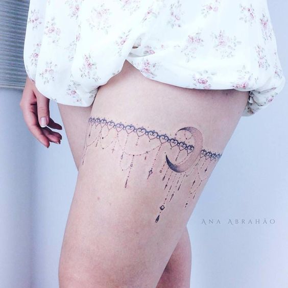Sexy thigh garter tattoo  Tattoo Designs for Women