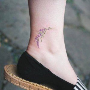 Maybe not so common but ankle is unique place for lavender tattoo 5
