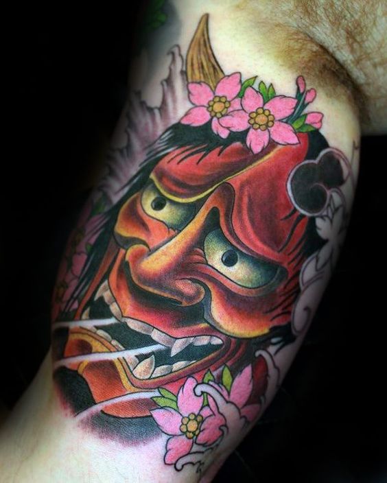 Oni mask Japanese tattoos with memorable effect