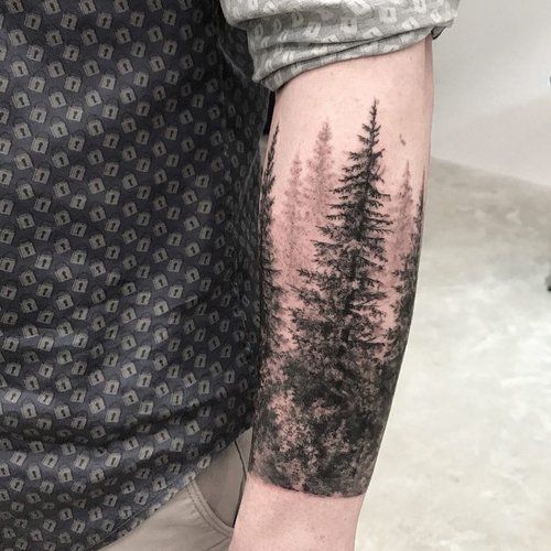 Pine Tree Silhouette Temporary Tattoo