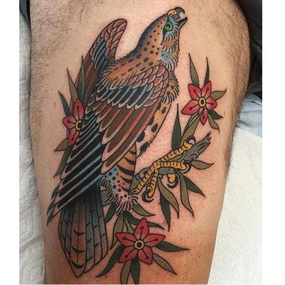 Traditional hawk tattoos are always trendy