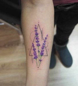 10 Stunning lavender tattoo with geometric elements 3
