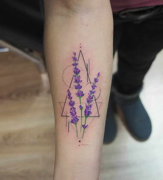 10 Stunning lavender tattoo with geometric elements