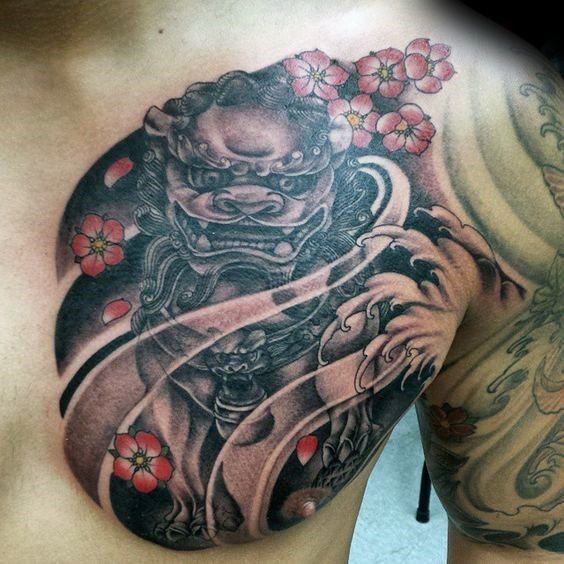 10 majestic and fearless chest Foo Dog tattoos
