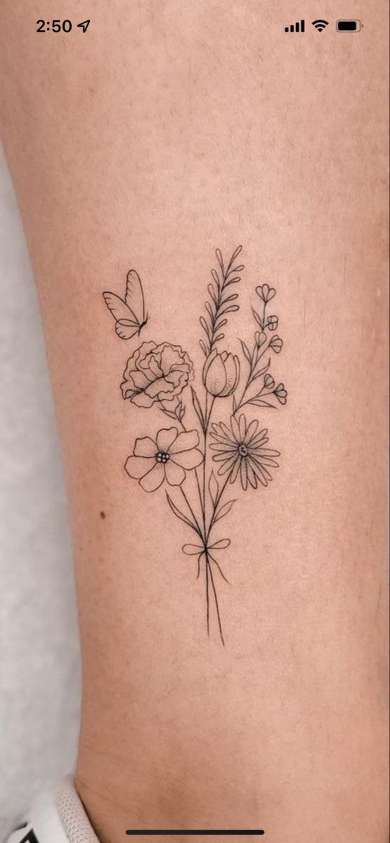 Wildflower Tattoo Dainty Floral Temporary Tattoo Botanical - Etsy Hong Kong