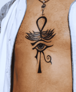 Ancient inspiration with chest ankh tattoo in 10 designs 10