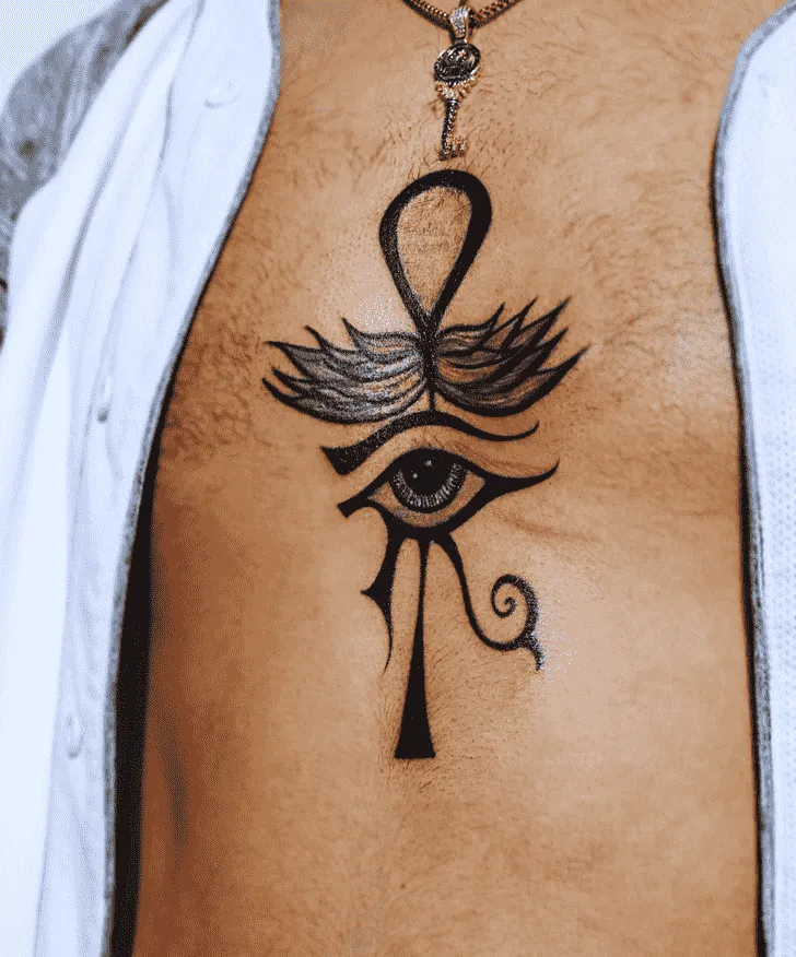 Ancient inspiration with chest ankh tattoo in 10 designs