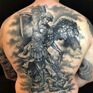 Divine Protection expressed in St Michael the Archangel as a warrior tattoo 1