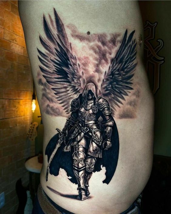Saint Michael Archangel Tattoo  Black and Grey Realisim Tattoo  YouTube