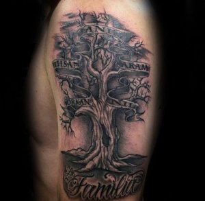 Family roots as tree tattoo on the shoulder 5