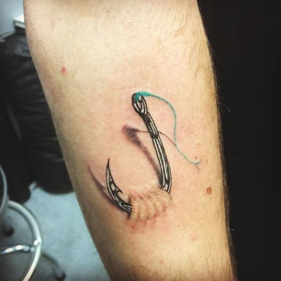 10 Fish hook forearm tattoo ideas for fishing enthusiasts