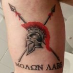 15 Spartan helmet and Molon Labe tattoos as a symbol of strength