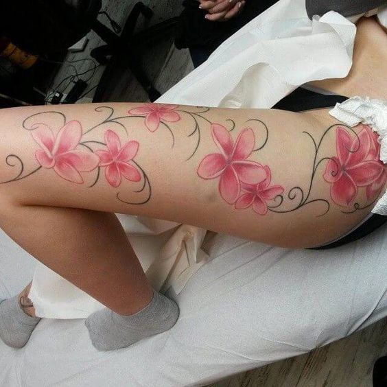 20 design inspiration for Plumeria leg tattoo