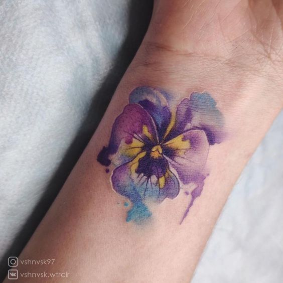 violet watercolor tattoo