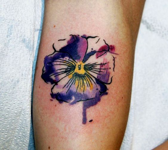A beautiful and unique designs of watercolor Violet flower tattoos