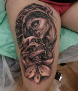 Dia de Los Muertos lady tattoo in 15 unique and beautiful ideas 4