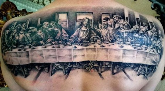 Last supper back tattoo: Honoring faith through ink