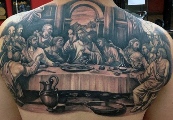 Last supper back tattoo: Honoring faith through ink